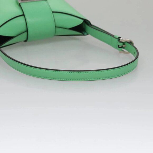 Salvatore Ferragamo Gancini Shoulder Bag Leather Green Silver Auth 107228AV - Picture 10 of 15